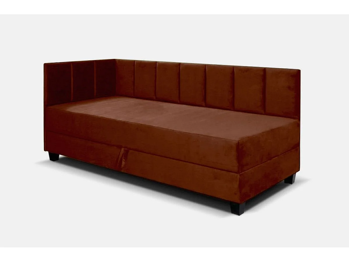 Jugendbett Einzelbett Eryk Boxspringbett mit Matratze Kinderbett Bettkasten 100 x 200 cm Links Paris 141 - braun