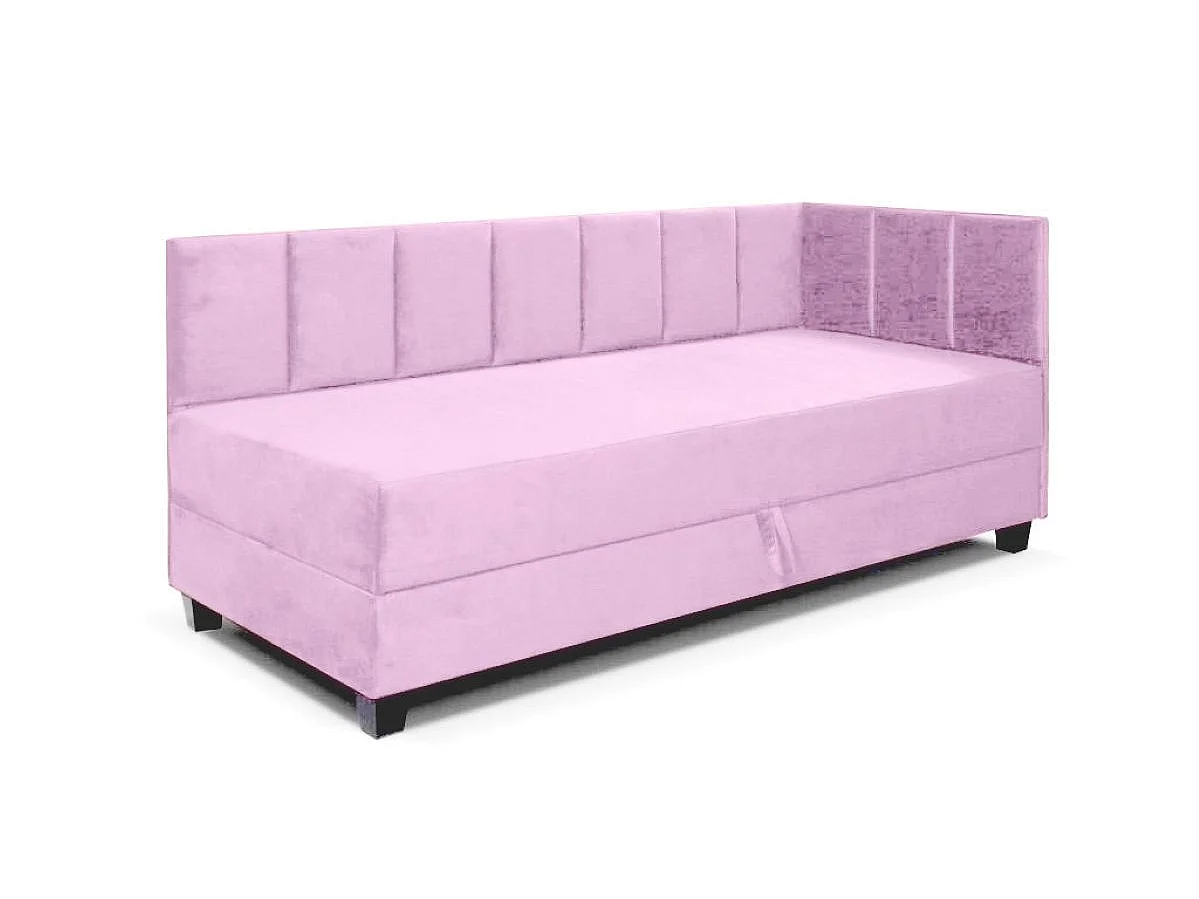 Jugendbett Einzelbett Eryk Boxspringbett mit Matratze Kinderbett Bettkasten 90 x 200 cm Rechts Paris 148 - rosa