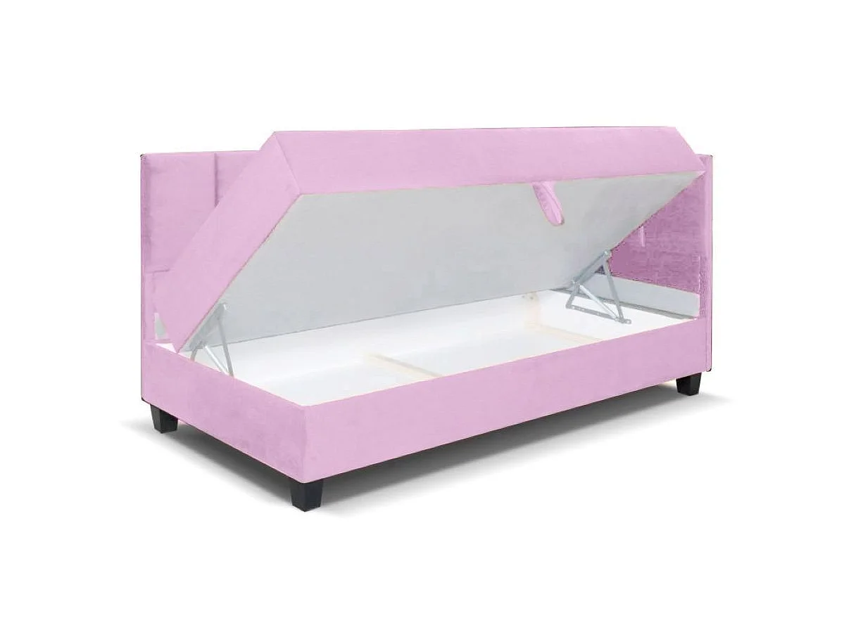 Jugendbett Einzelbett Eryk Boxspringbett mit Matratze Kinderbett Bettkasten 90 x 200 cm Rechts Paris 148 - rosa