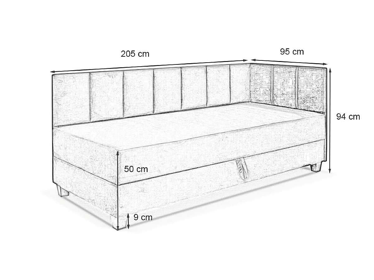 Jugendbett Einzelbett Eryk Boxspringbett mit Matratze Kinderbett Bettkasten 90 x 200 cm Rechts Paris 148 - rosa