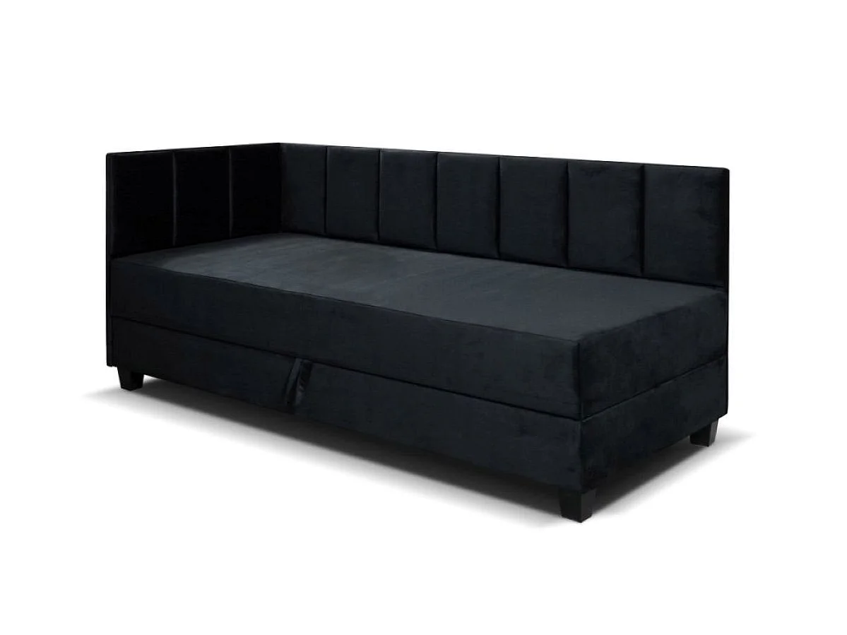Jugendbett Einzelbett Eryk Boxspringbett mit Matratze Kinderbett Bettkasten 100 x 200 cm Links Paris 167 - schwarz