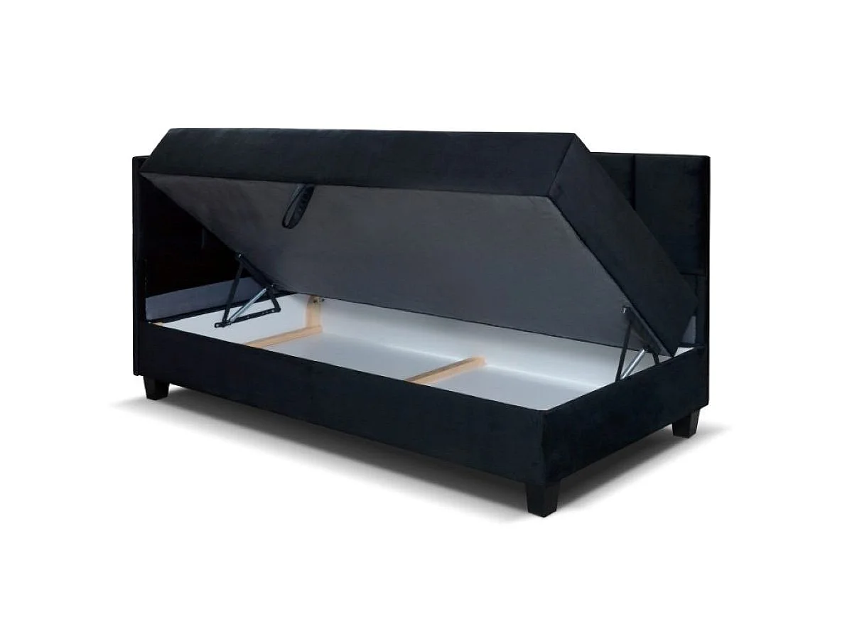 Jugendbett Einzelbett Eryk Boxspringbett mit Matratze Kinderbett Bettkasten 100 x 200 cm Links Paris 167 - schwarz