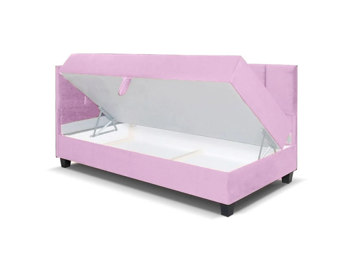 Jugendbett Einzelbett Eryk Boxspringbett mit Matratze Kinderbett Bettkasten 100 x 200 cm Links Paris 148 - rosa