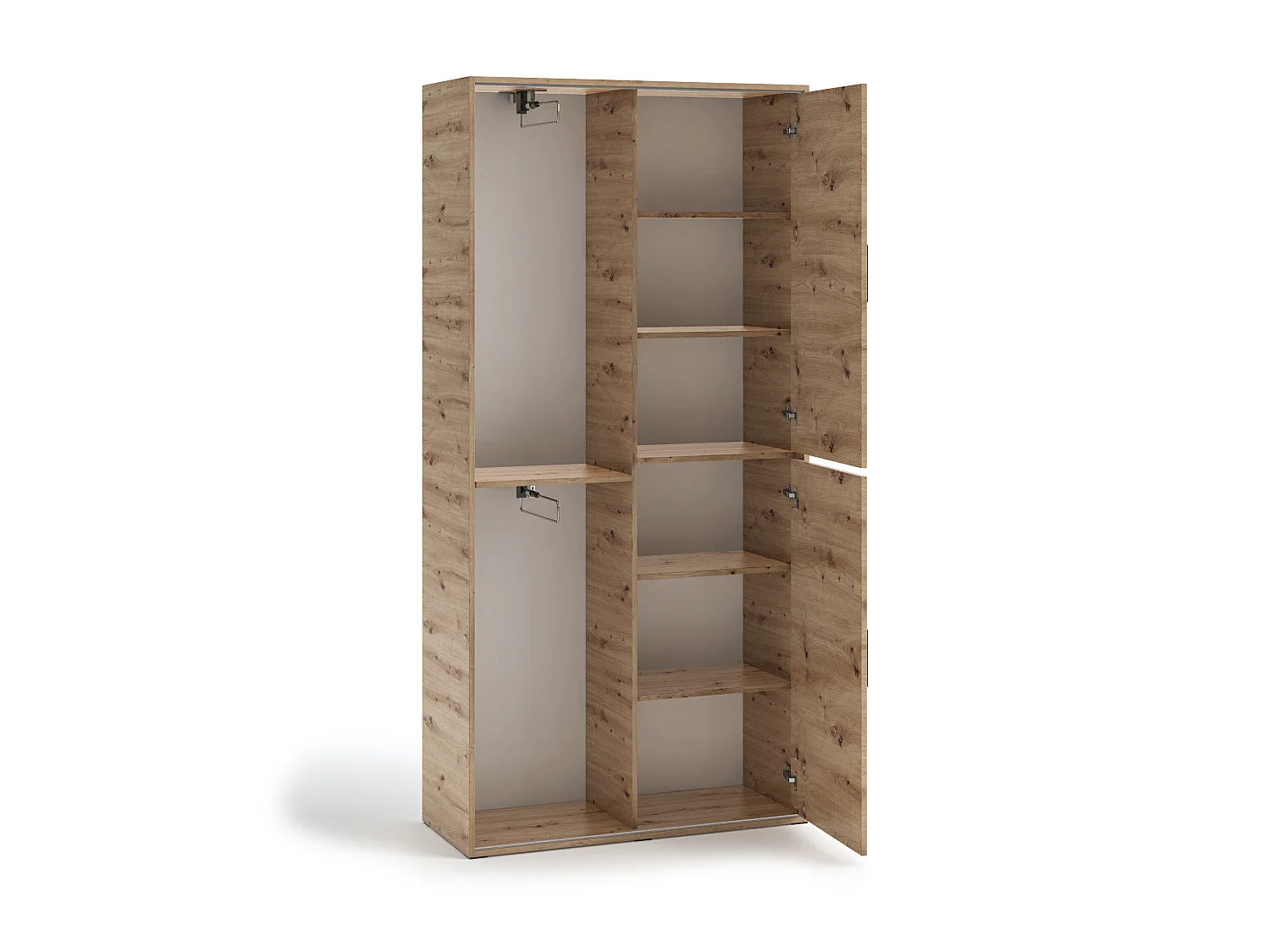 Garderobenschrank Vanessa II  Garderobe Schrank Spiegel Schlafzimmer Jugendzimmer 100 cm (eiche artisan)