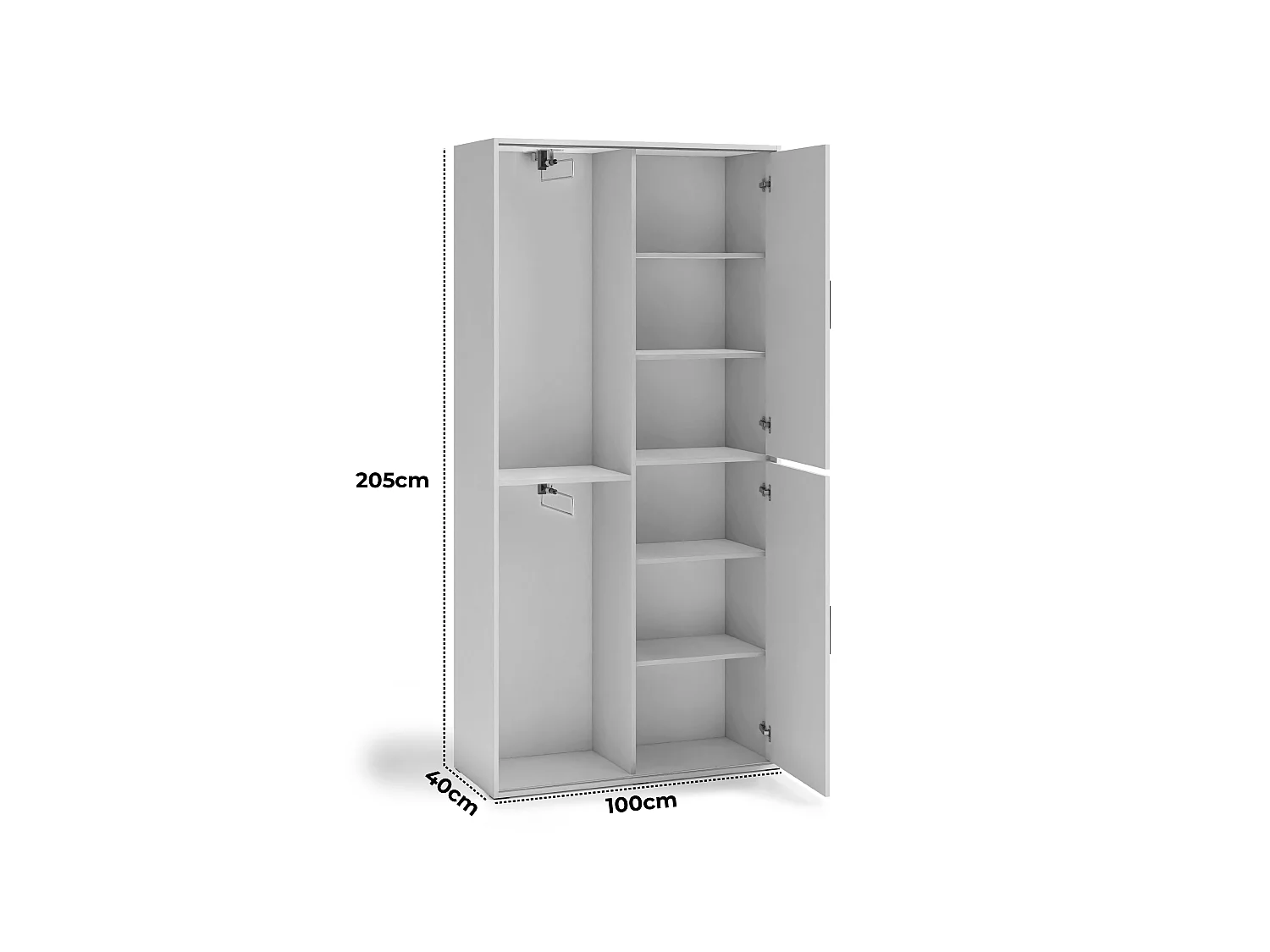 Garderobenschrank Vanessa II  Garderobe Schrank Spiegel Schlafzimmer Jugendzimmer 100 cm (eiche artisan)