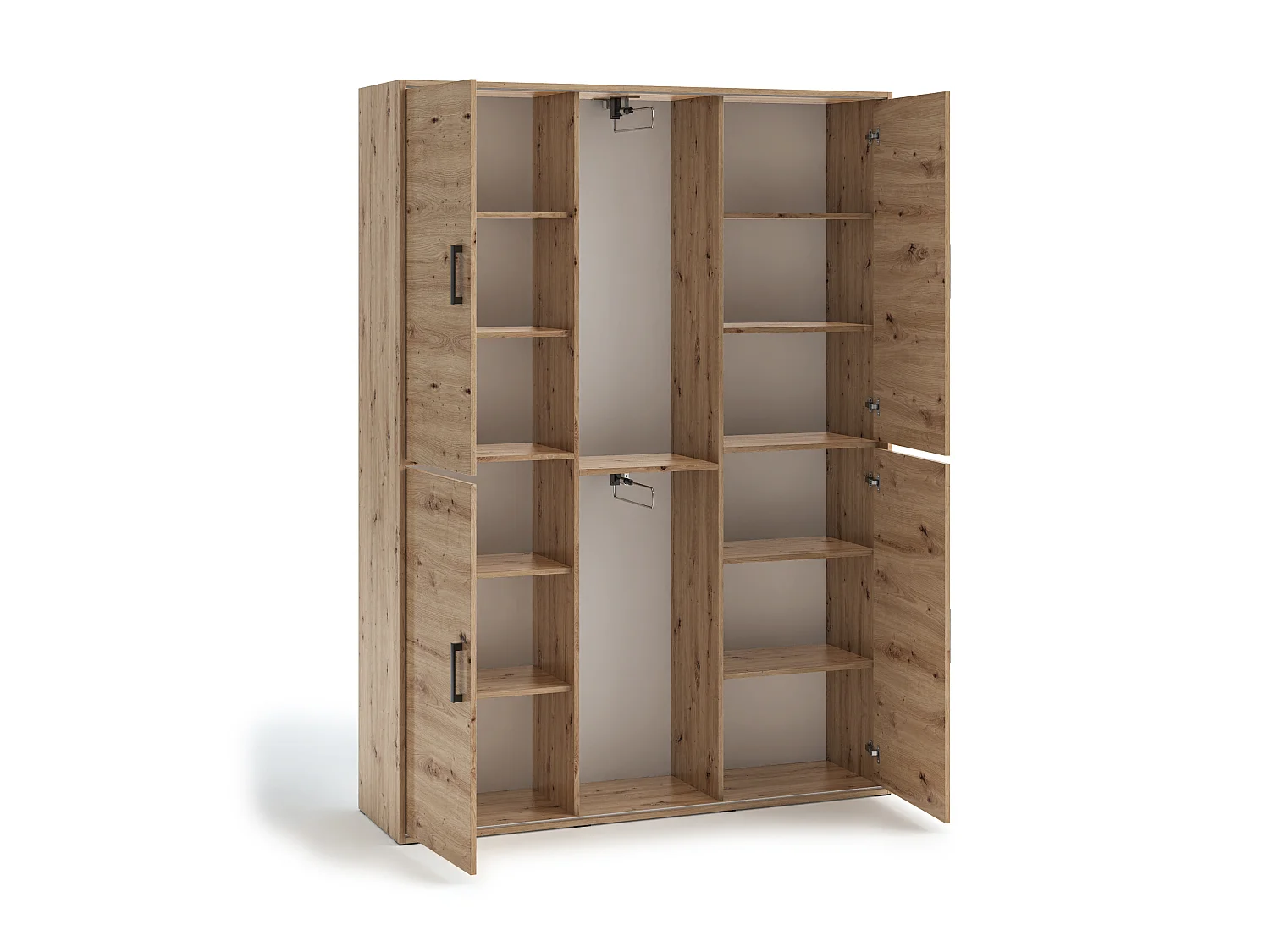 Garderobenschrank Vanessa III 150 cm Garderobe Schrank Spiegel Schlafzimmer Jugendzimmer (eiche artisan)