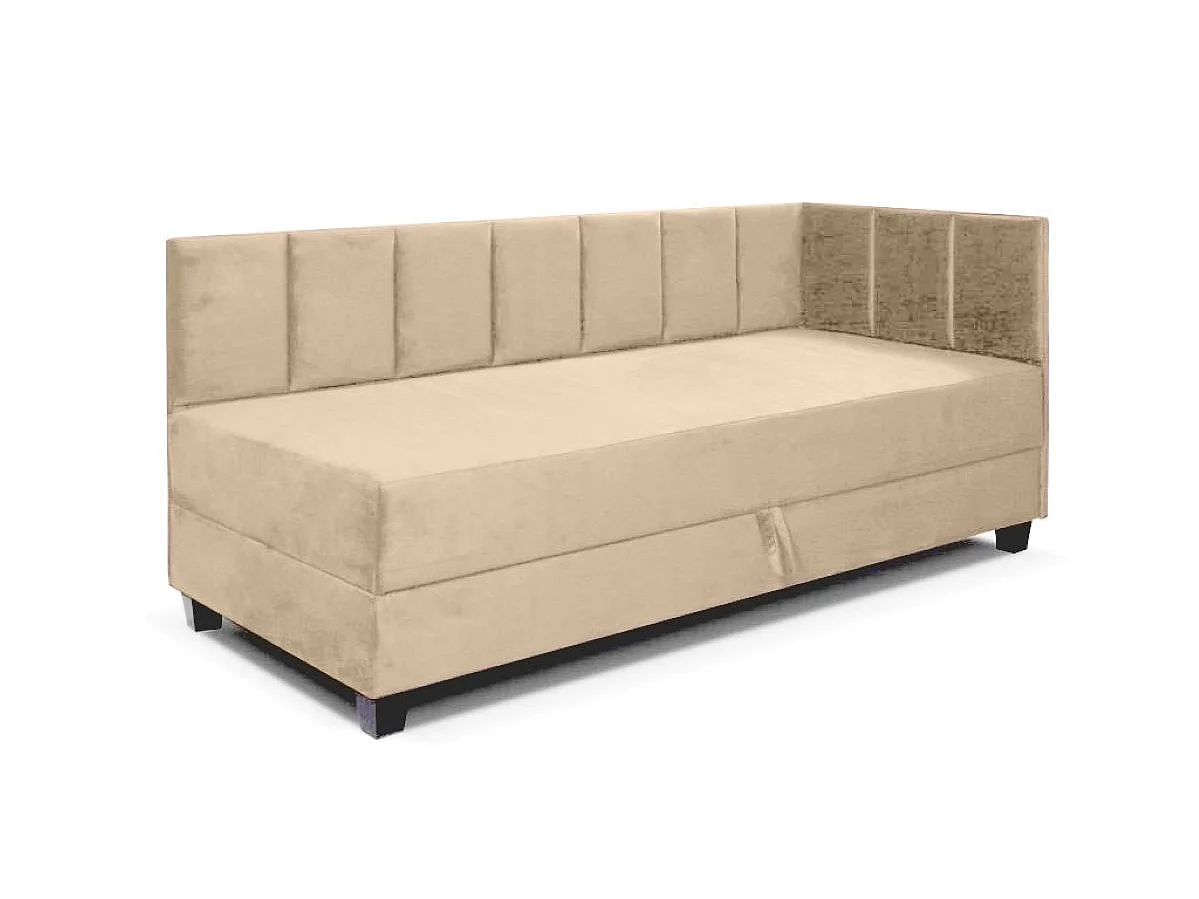 Jugendbett Einzelbett Eryk Boxspringbett mit Matratze Kinderbett Bettkasten 80 x 200 cm Rechts Paris 121 - beige