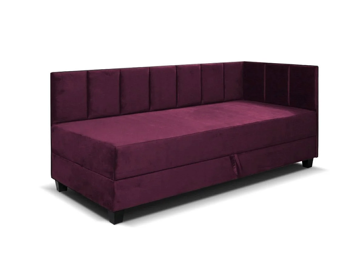 Jugendbett Einzelbett Eryk Boxspringbett mit Matratze Kinderbett Bettkasten 100 x 200 cm Rechts Paris 145 - weinrot