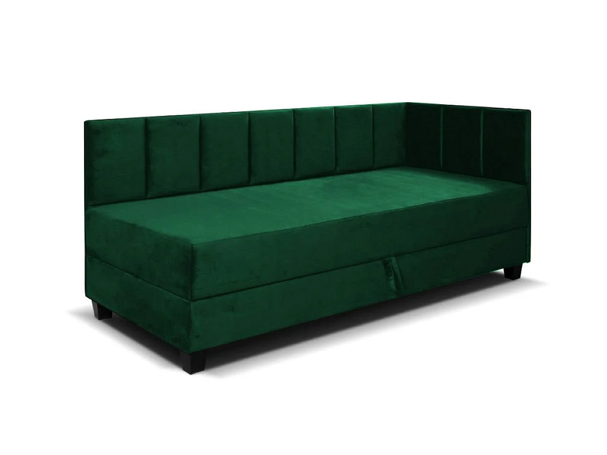 Jugendbett Einzelbett Eryk Boxspringbett mit Matratze Kinderbett Bettkasten 80 x 200 cm Rechts Paris 135 - grün