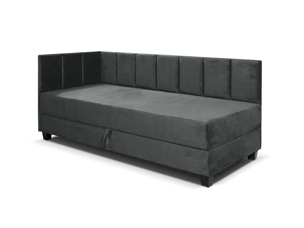 Jugendbett Einzelbett Eryk Boxspringbett mit Matratze Kinderbett Bettkasten 100 x 200 cm Links Paris 165 - grau