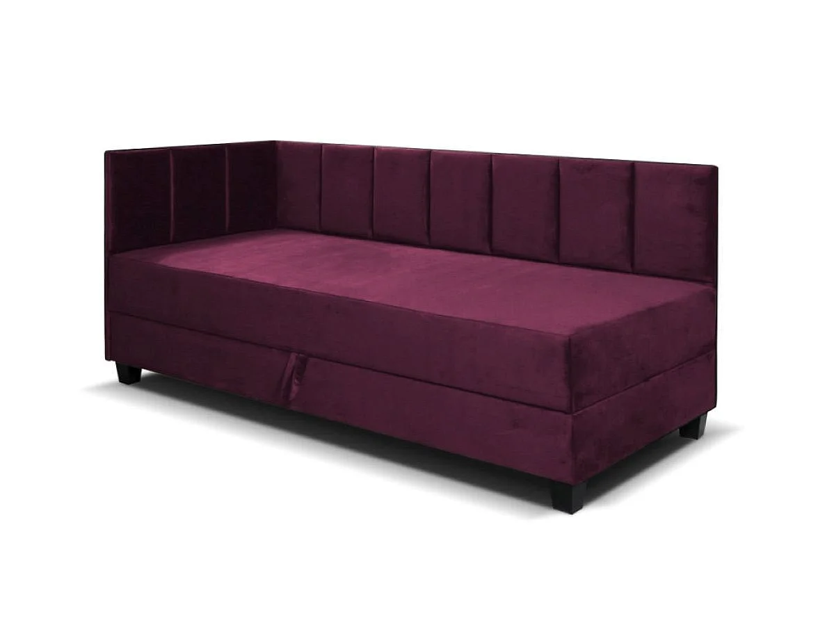 Jugendbett Einzelbett Eryk Boxspringbett mit Matratze Kinderbett Bettkasten 80 x 200 cm Links Paris 145 - weinrot