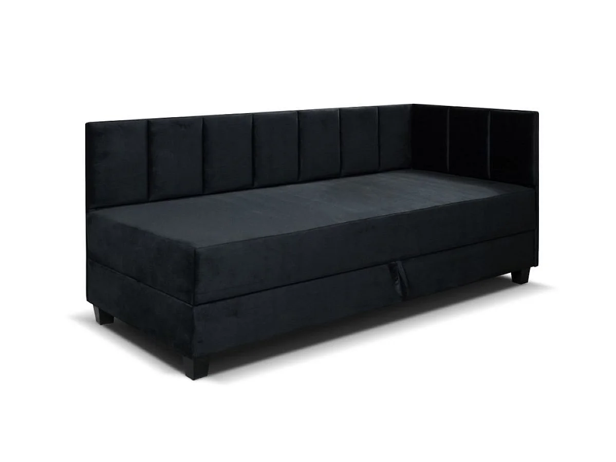 Jugendbett Einzelbett Eryk Boxspringbett mit Matratze Kinderbett Bettkasten 80 x 200 cm Rechts Paris 167 - schwarz