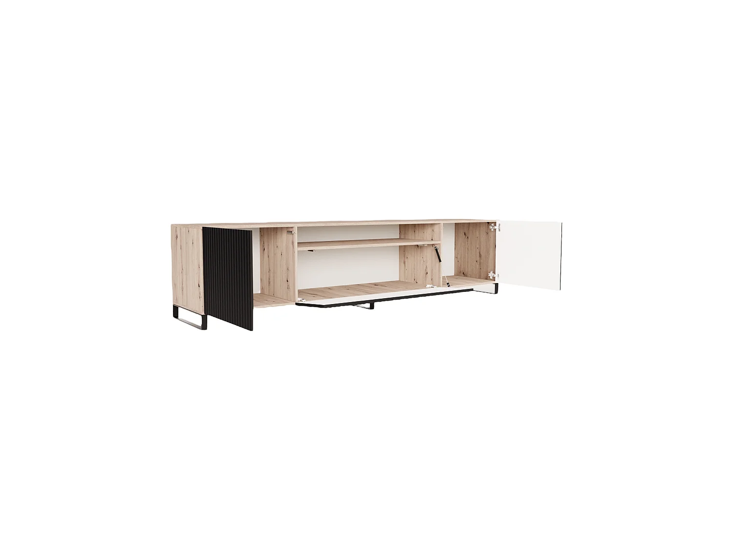 Meuble TV Neo III, lowboard, meuble haut, salon, meuble TV, télévision, buffet haut, meuble TV, lowboard TV, 200 cm, 3 portes, marron, noir