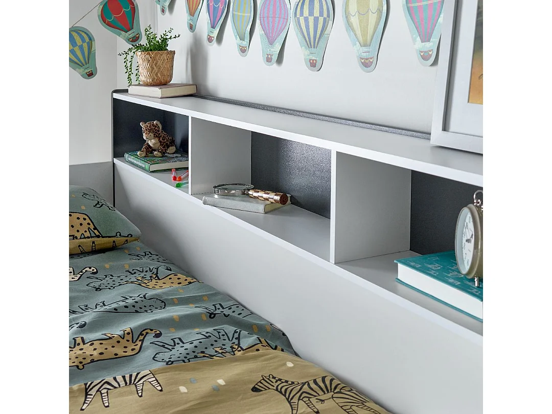 Oliver Grey and White Storage Bunk Bed Without Drawer With Memory Foam Mattresses