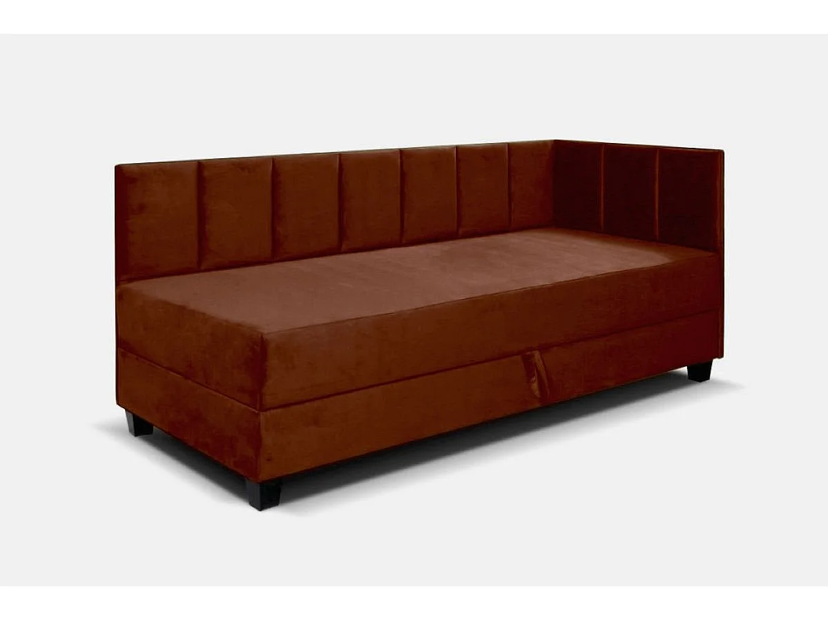 Jugendbett Einzelbett Eryk Boxspringbett mit Matratze Kinderbett Bettkasten 90 x 200 cm Rechts Paris 141 - braun