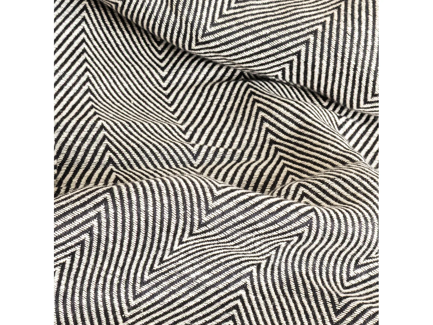 Couverture plaid 100% coton noire avec franges ZIGGY