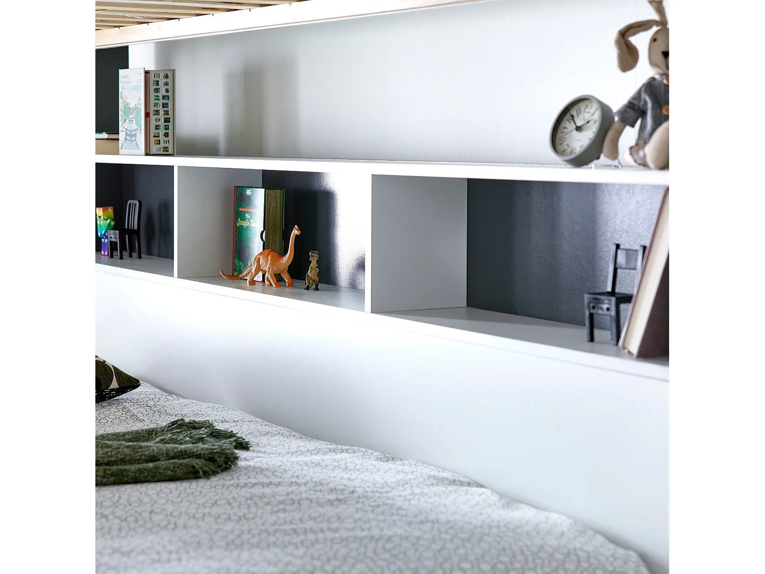 Oliver Grey and White Triple Sleeper Storage Bunk Bed With Drawer With Memory Foam Mattresses