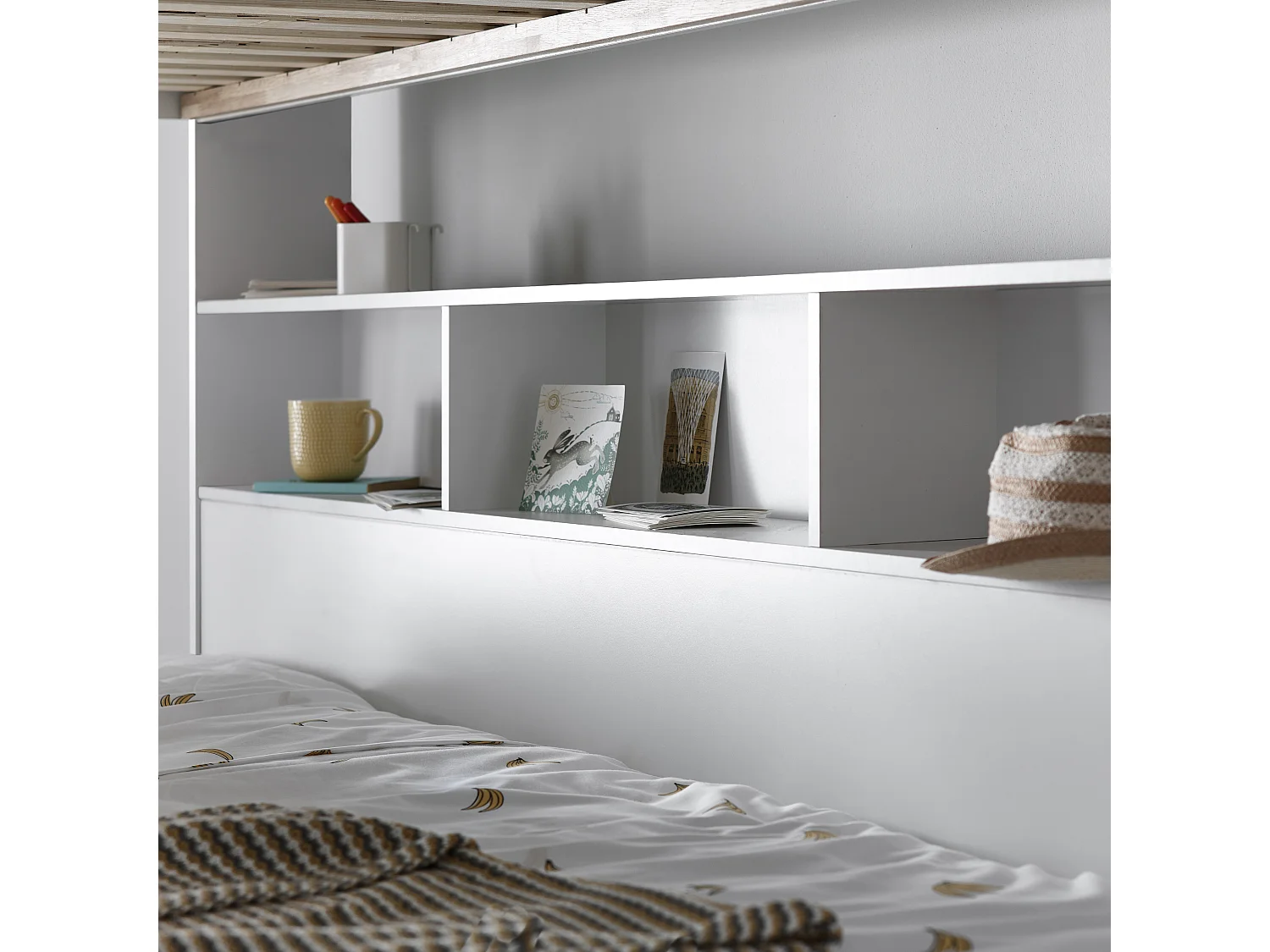 Oliver White Triple Sleeper Storage Bunk Bed Without Drawer With Memory Foam Mattresses