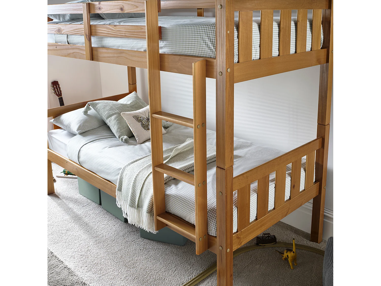 Icon Pine Wooden Bunk Bed With Spring Mattresses