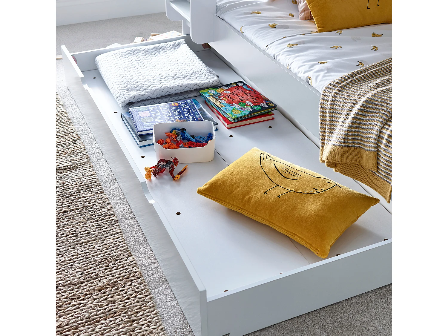 Oliver White Triple Sleeper Storage Bunk Bed With Drawer With Orthopaedic Mattresses