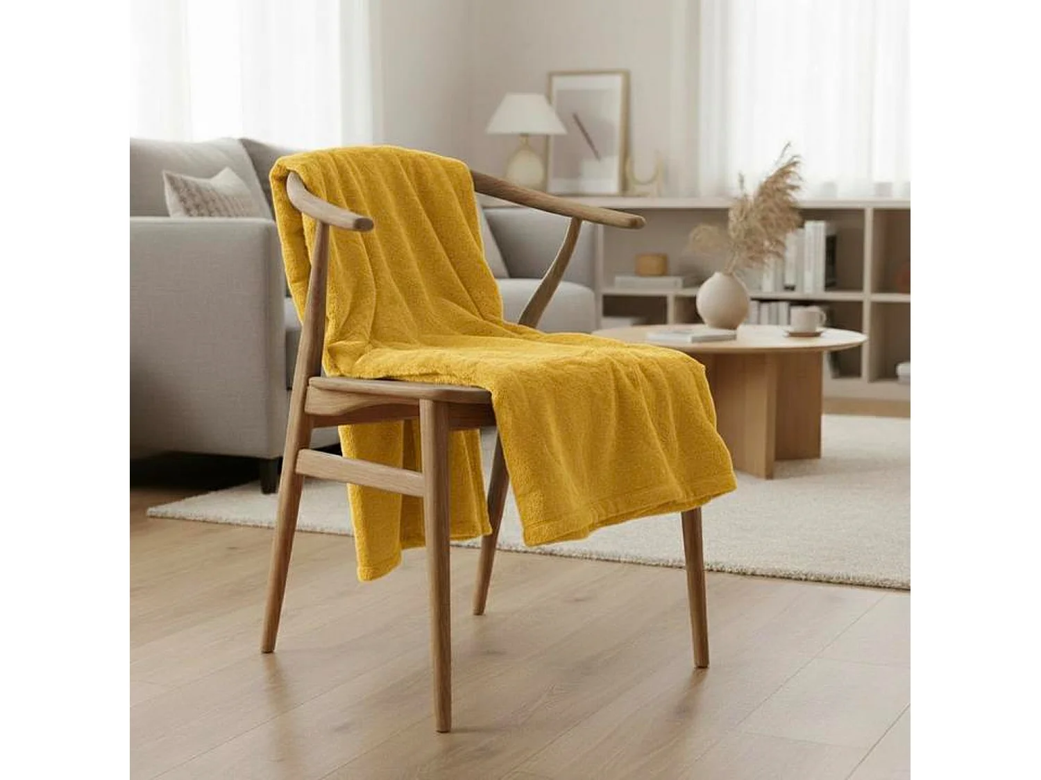 Couverture plaid jaune 130x170cm MINNOR - SACASA