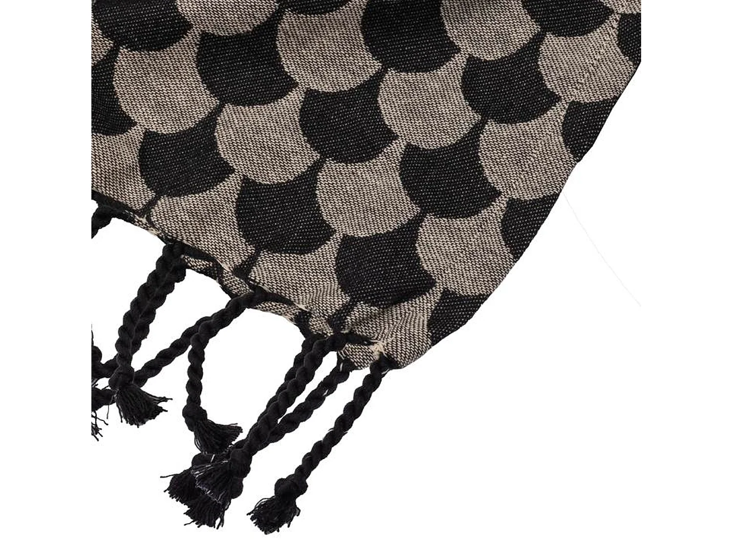 Plaid en coton Noir et gris avec franges DROPALL - SACASA