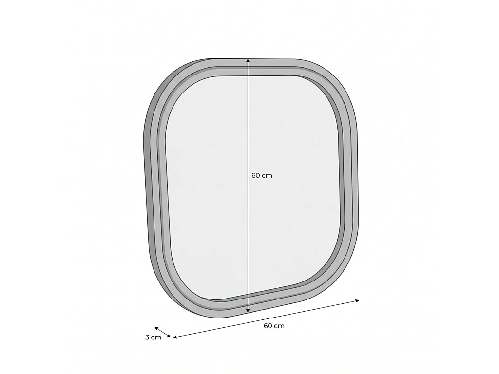 Miroir carré décor bois 60cm kaki - Nex