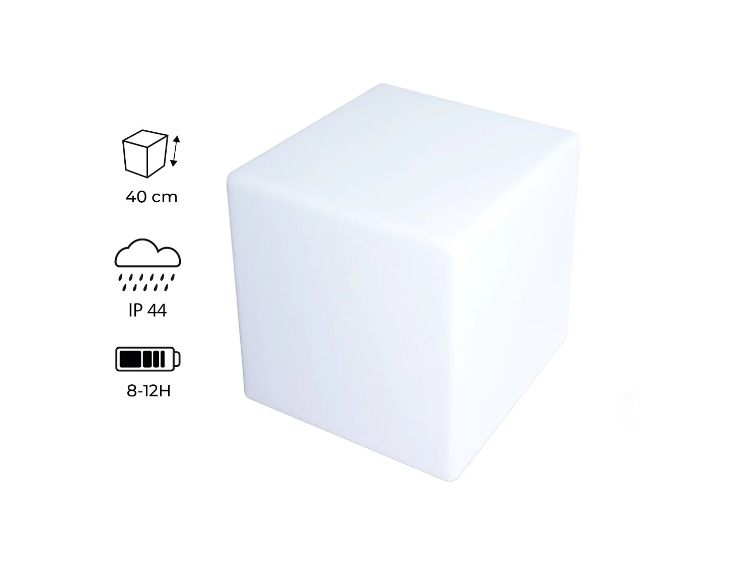 Lampada a cubo led colore bianco con batteria ricaricabile, bianco