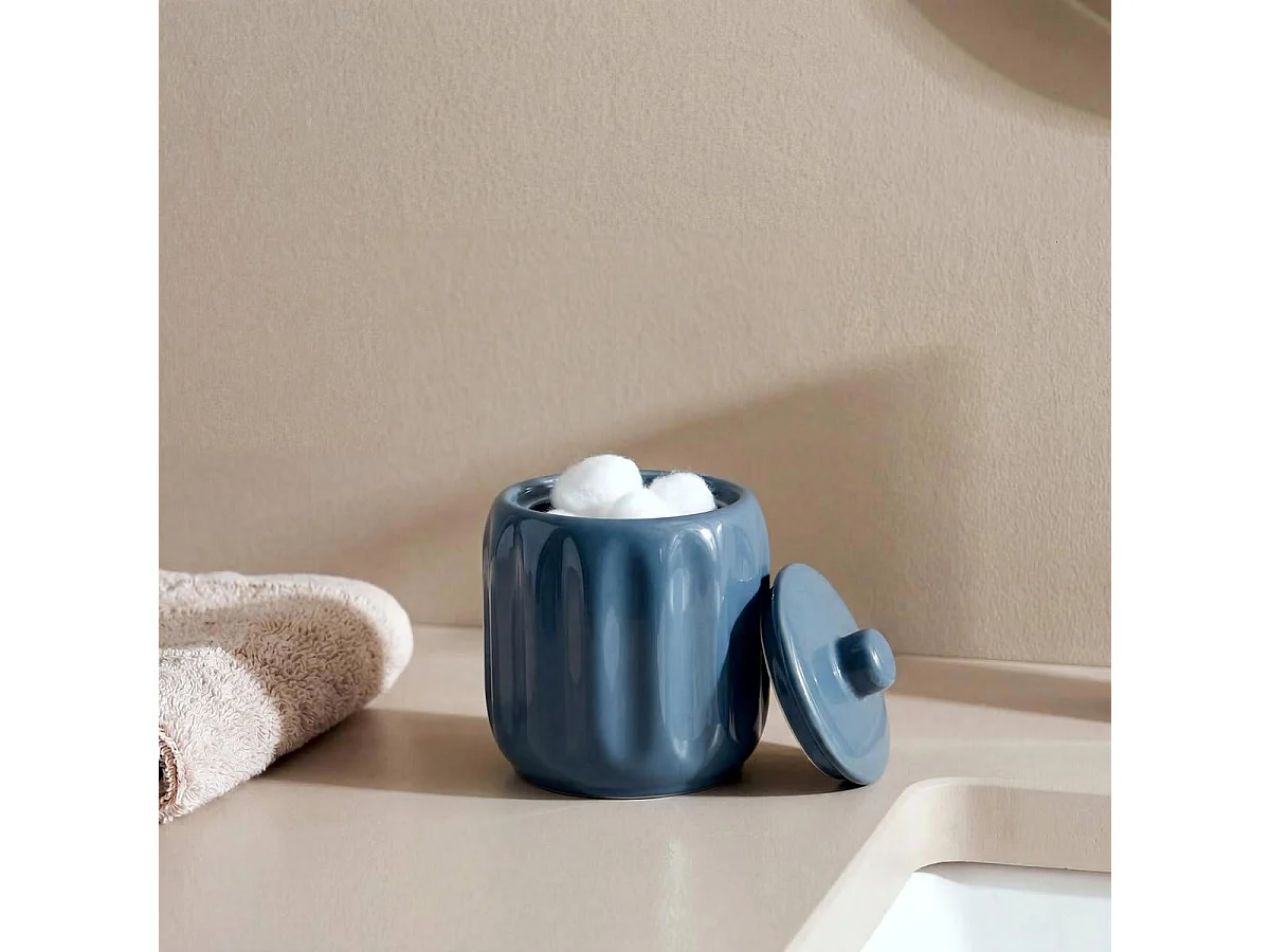 Pot à Cotons en Grès "Suny Colorama" 12cm Bleu
