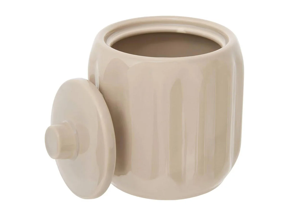 Pot à Cotons en Grès "Suny Colorama" 12cm Beige Lin