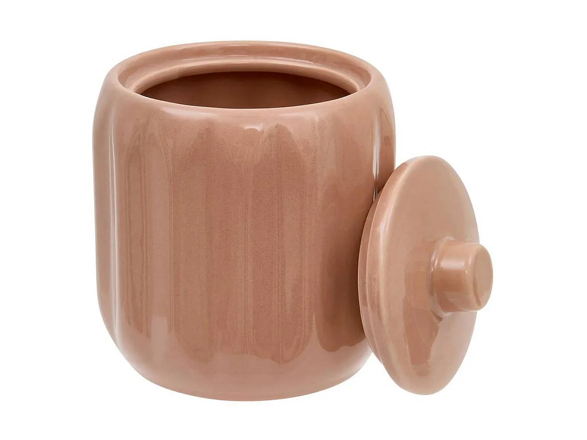 Pot à Cotons en Grès "Suny Colorama" 12cm Rose Blush