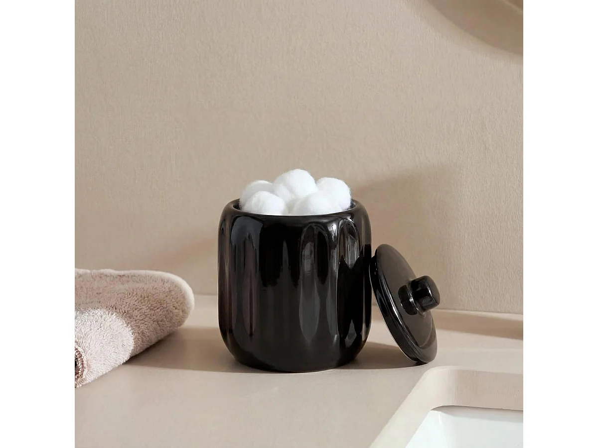 Pot à Cotons en Grès "Suny Colorama" 12cm Noir