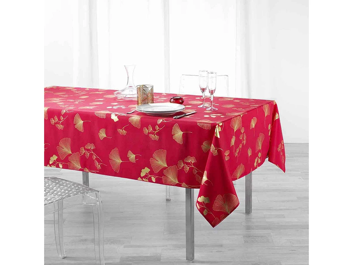 Nappe Imprimée "Bloomy" 150x240cm Rouge