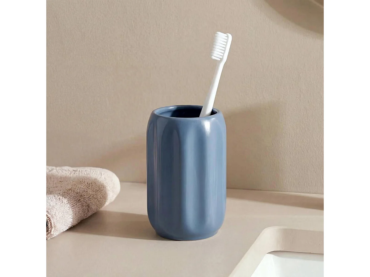 Pot à Brosse à Dents en Grès "Suny Colorama" 12cm Bleu
