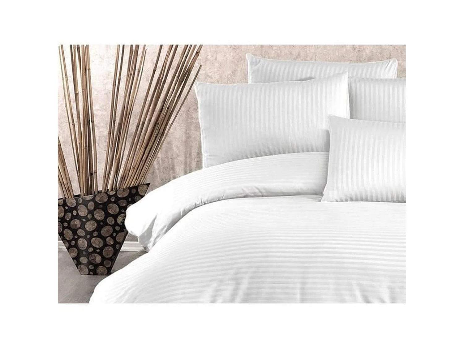 Parure de lit - housse de couette 220 x 240 + 2 taies d'oreiller 60 x 60, 70% polyester - Blanc