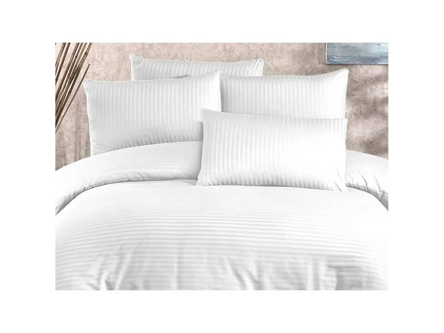 Parure de lit - housse de couette 220 x 240 + 2 taies d'oreiller 60 x 60, 70% polyester - Blanc