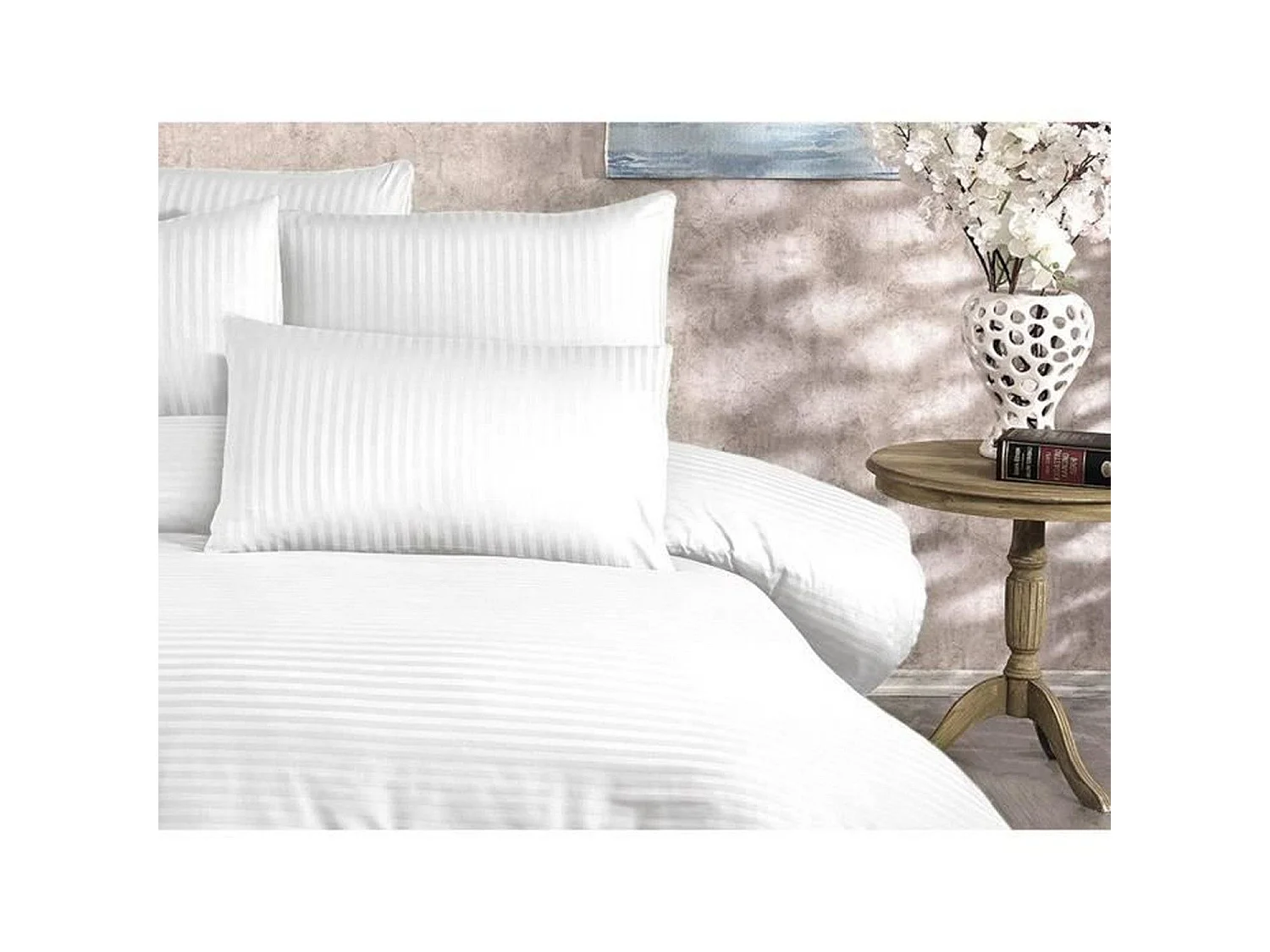 Parure de lit - housse de couette 220 x 240 + 2 taies d'oreiller 60 x 60, 70% polyester - Blanc