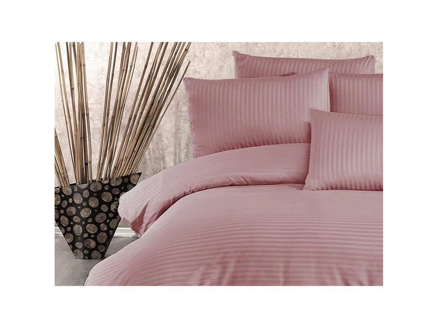 Parure de lit - housse de couette 220 x 240 + 2 taies d'oreiller 60 x 60, 70% polyester - Poudre