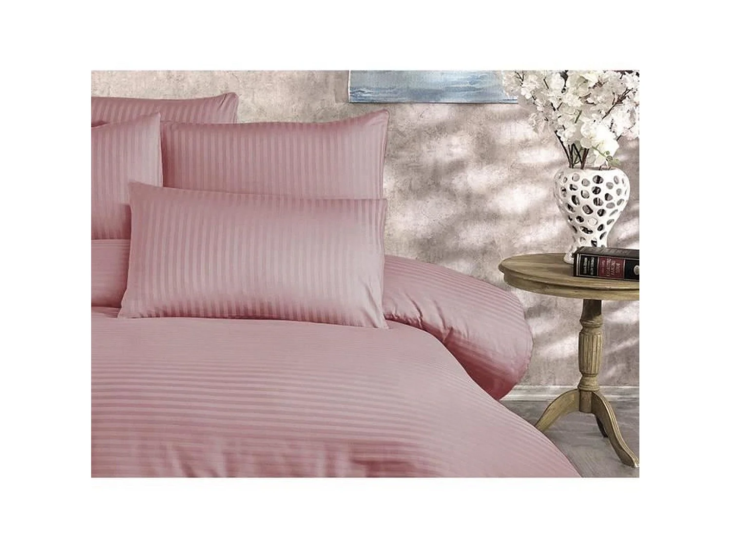 Parure de lit - housse de couette 220 x 240 + 2 taies d'oreiller 60 x 60, 70% polyester - Poudre