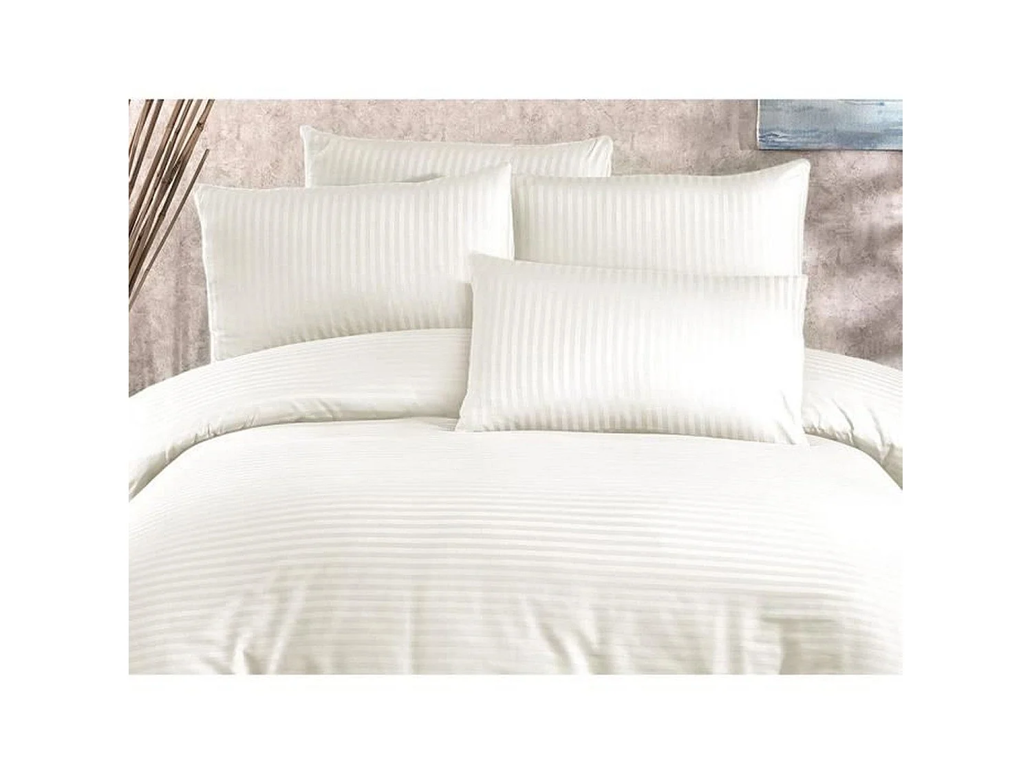 King Size Crème Dekbedovertrek Set - 220 x 240 + 2 Kussenslopen 60 x 60, 70% Polyester