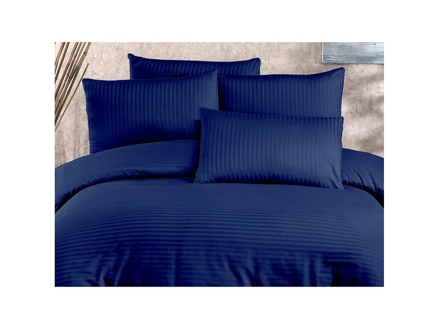 Parure de lit - housse de couette 220 x 240 + 2 taies d'oreiller 60 x 60, 70% polyester - Bleu