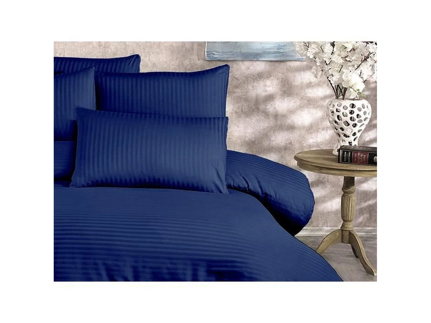 Parure de lit - housse de couette 220 x 240 + 2 taies d'oreiller 60 x 60, 70% polyester - Bleu