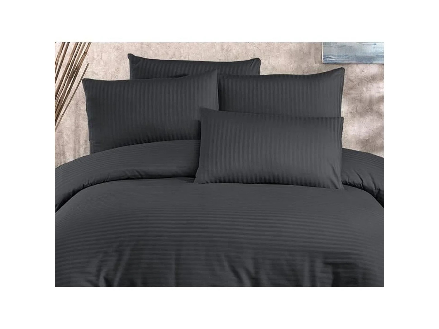 King Size Antraciet Dekbedovertrek Set - 70% Polyester - 220 x 240 + 2 Kussenslopen 60 x 60