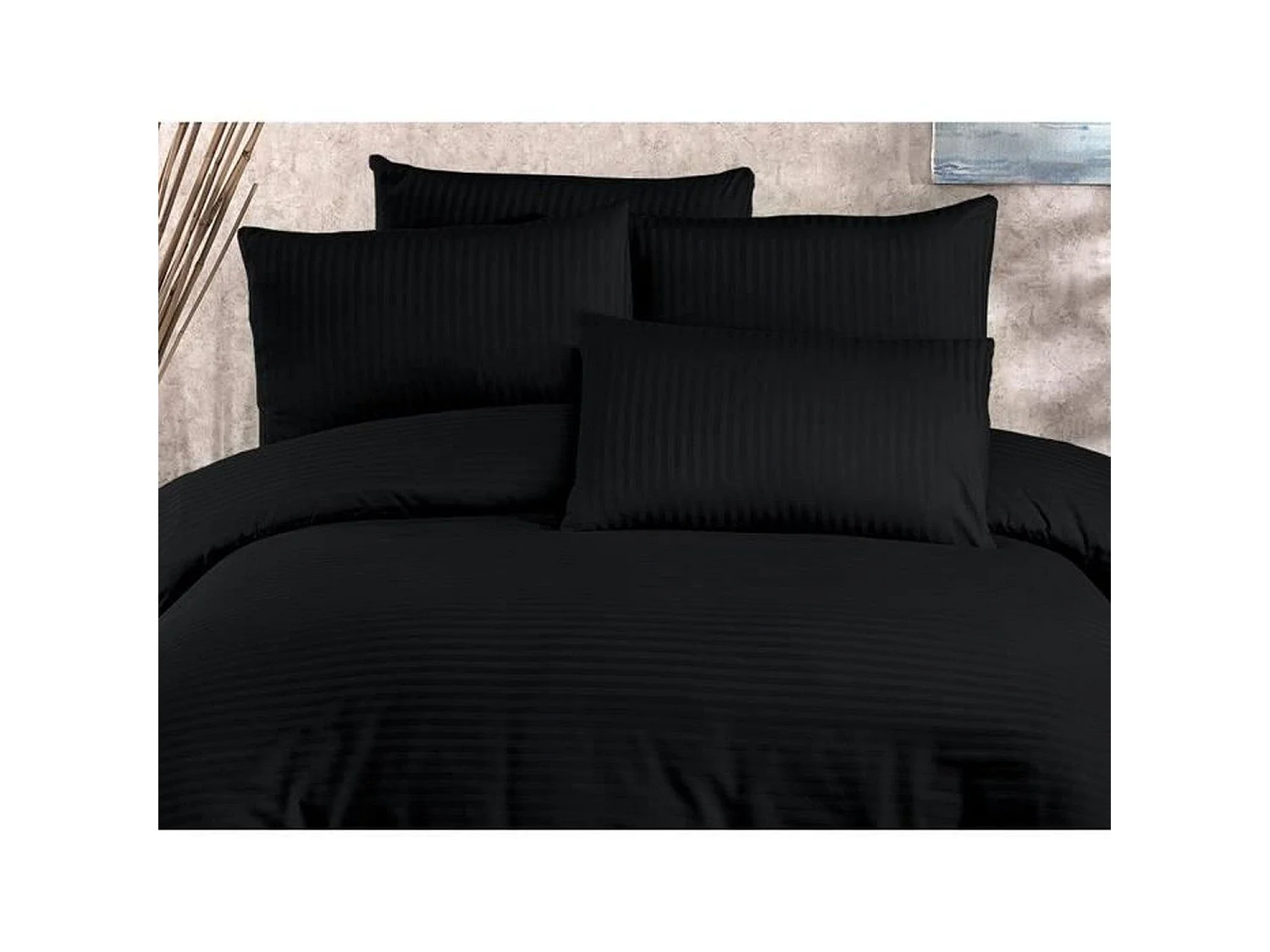 Luxe King Size Dekbedovertrek Set - Zwart 220 x 240 cm + 2 Kussenslopen 60 x 60 cm