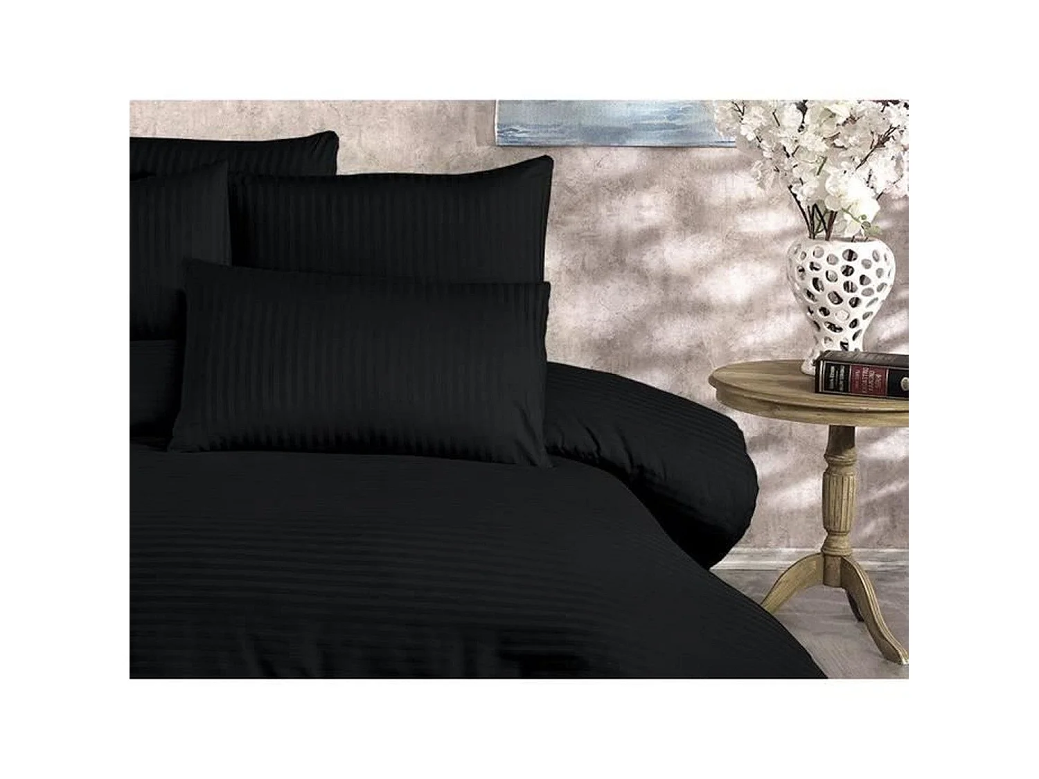 Luxe King Size Dekbedovertrek Set - Zwart 220 x 240 cm + 2 Kussenslopen 60 x 60 cm