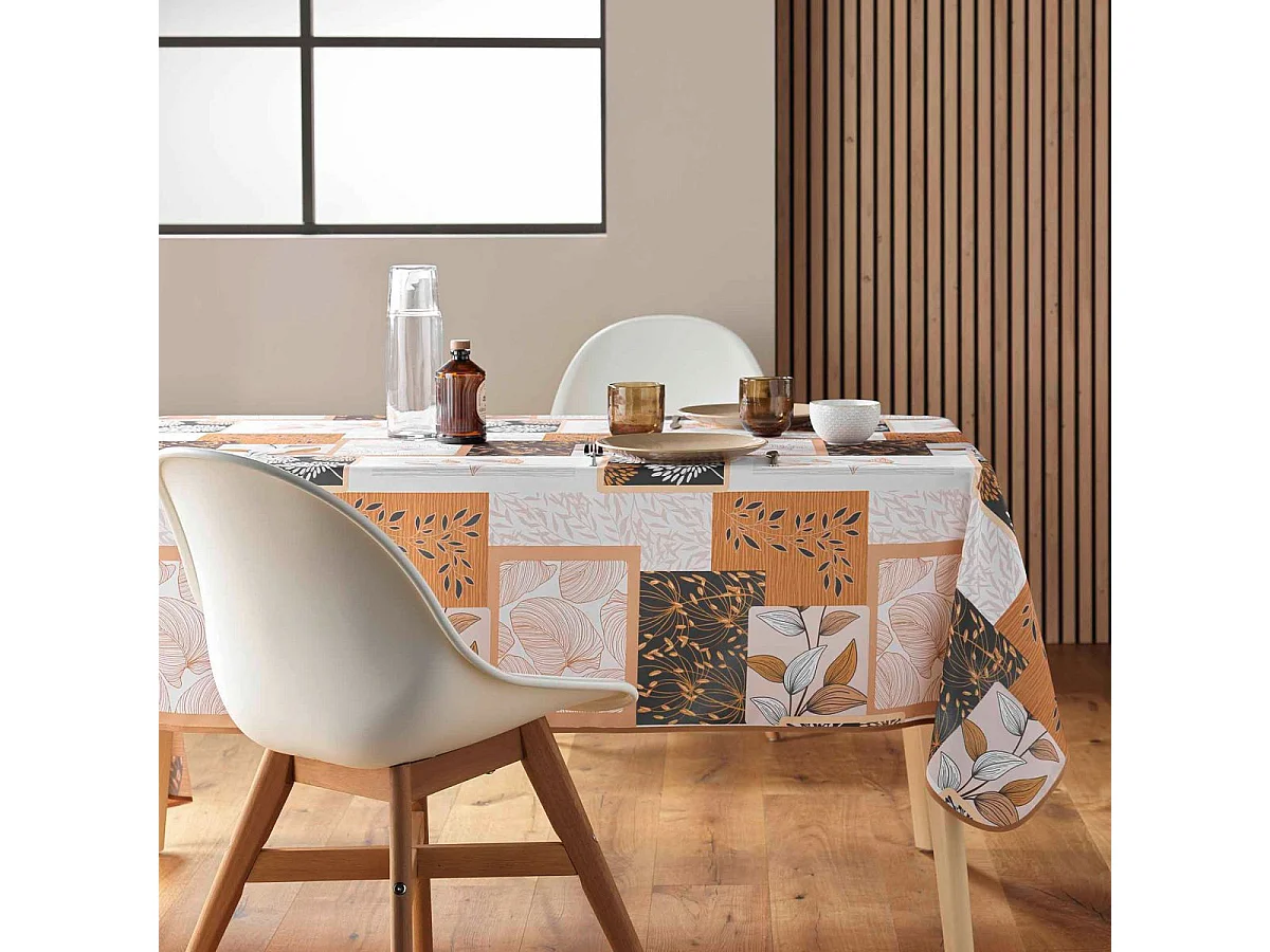 Nappe Antitache Imprimé "Faya" 150x240cm Naturel