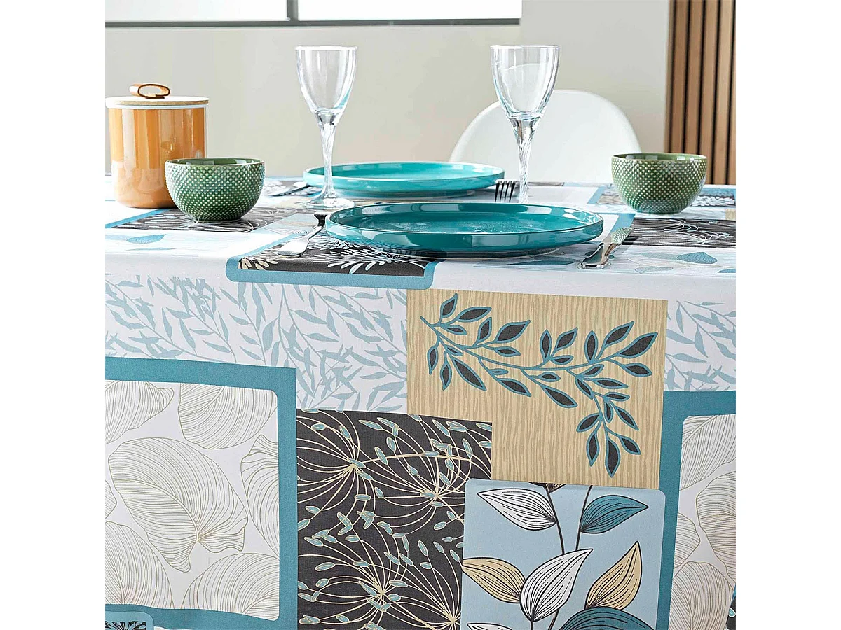 Nappe Antitache Imprimé "Faya" 150x240cm Sauge