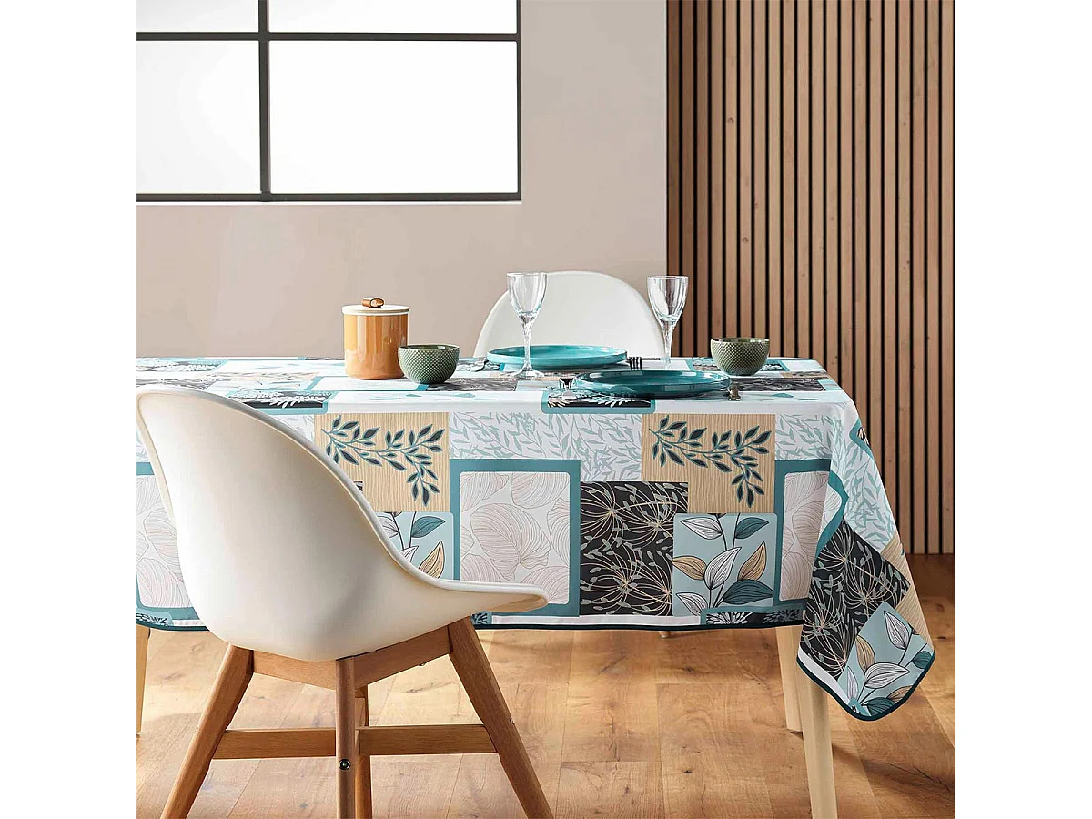 Nappe Antitache Imprimé "Faya" 150x240cm Sauge