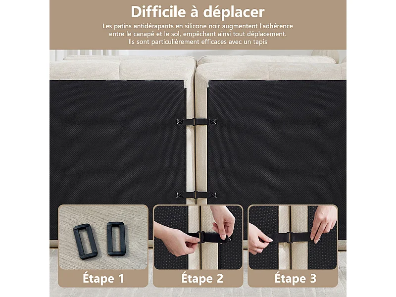 Modulaire 2-zits bank in beige chenillestof, met zitkussen en rugleuning, 194x97x68cm