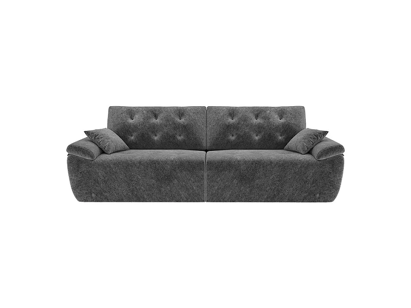 Canapé modulable en tissu chenille, 3/4 places, avec 2 oreillers, 275x102x90cm, Gris